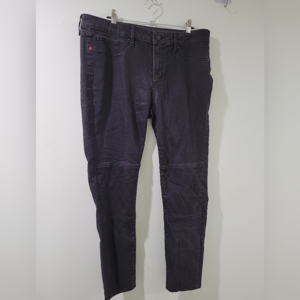 Articles Of Society Skinny Stretch Midrise Black Moto Jeans.